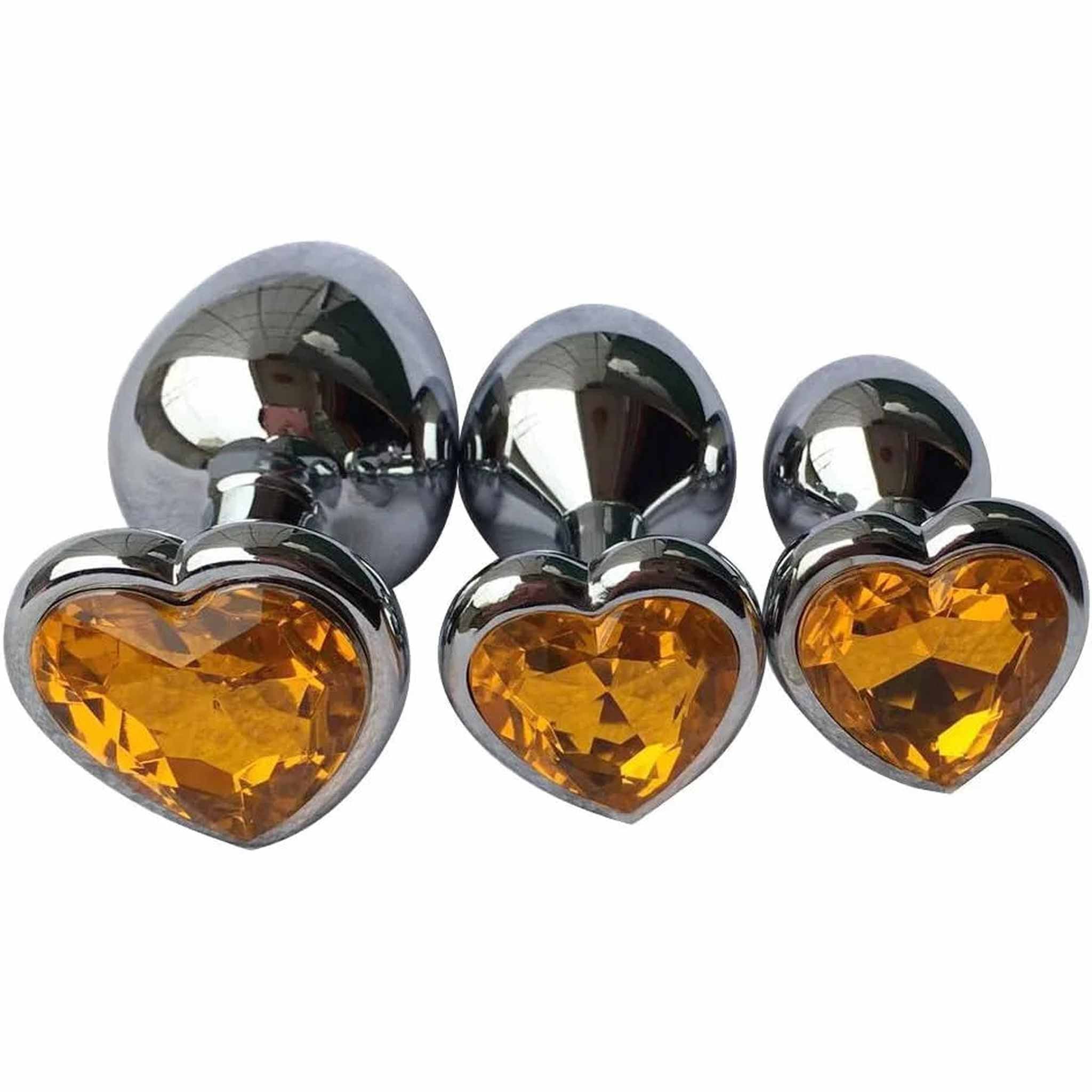 Plug anale in metallo con swarovsky a forma di cuore Arancione
