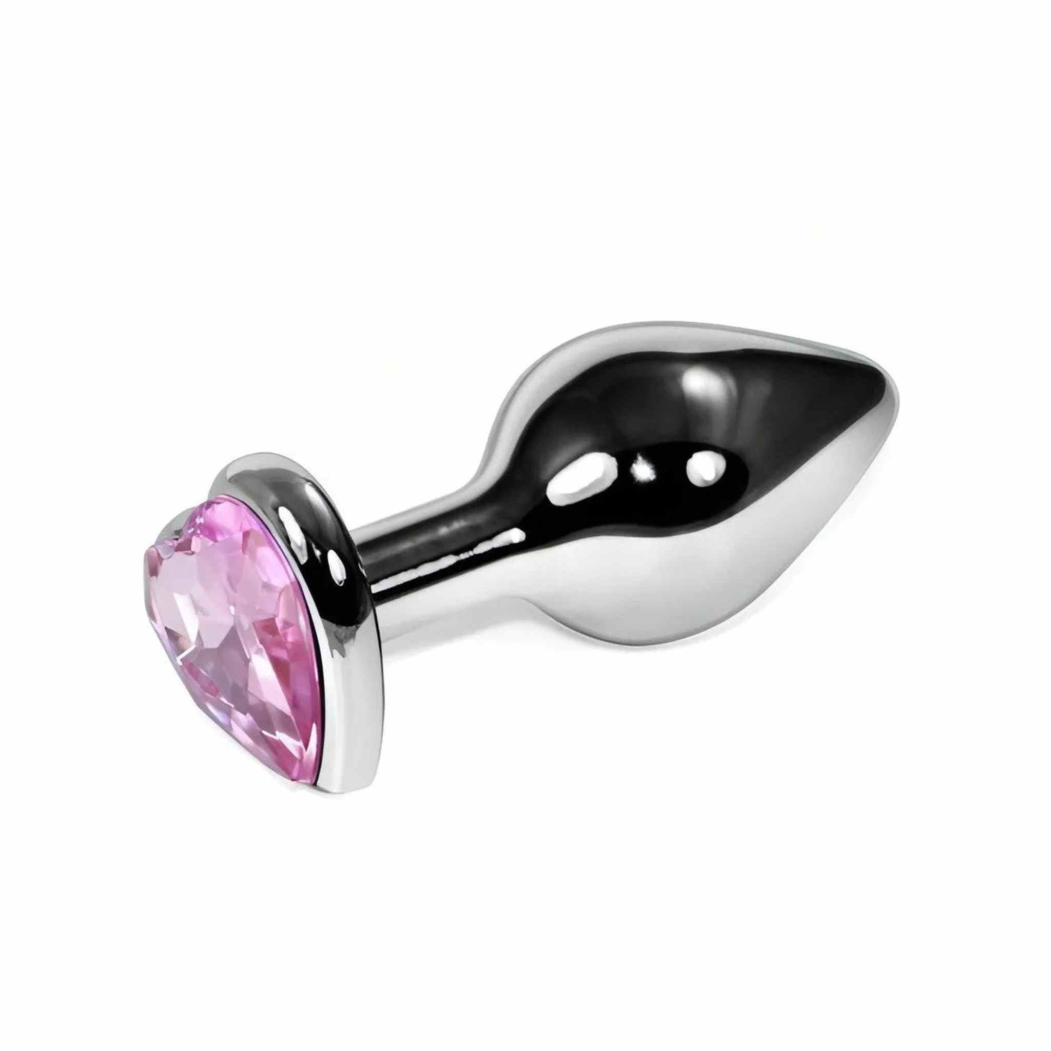 Plug anale in metallo con swarovsky a forma di cuore - Rosa, Large