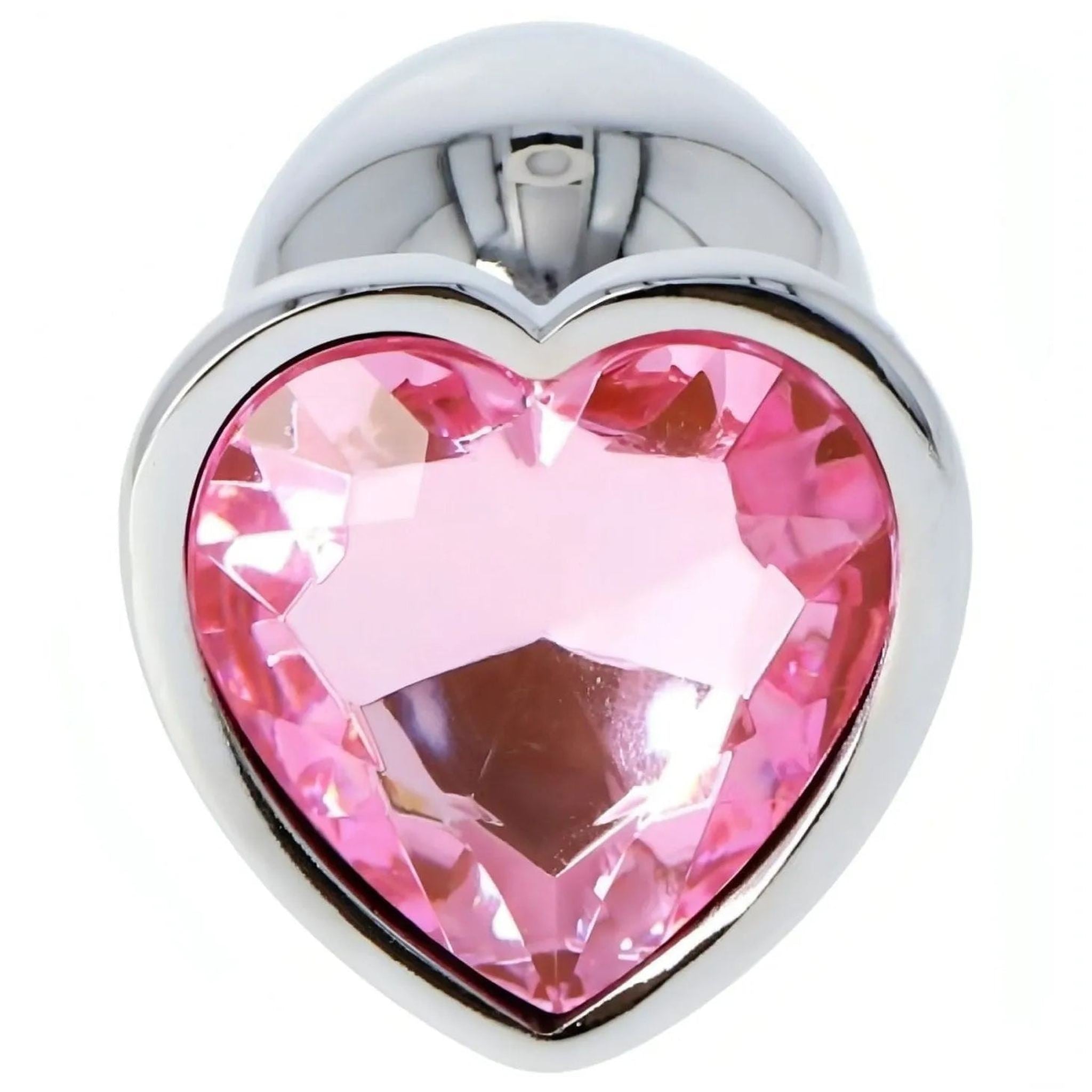 Plug anale in metallo con swarovsky a forma di cuore - Rosa, Small