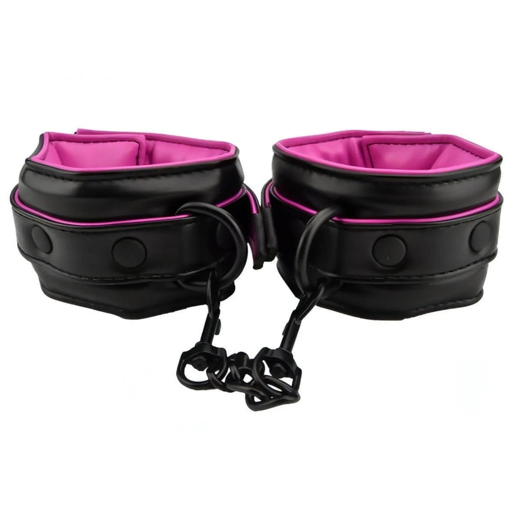 Polsiere imbottite in pelle - Nero e Fucsia