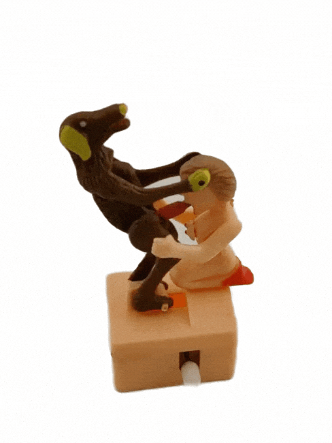 Pupazzo a molla scherzo sexy Cane e ragazza blowjob