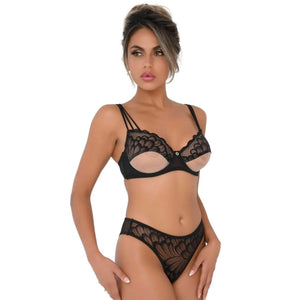 Reggiseno Sexy Con Pizzo Nero e Inserto Centrale Trasparente