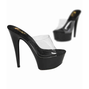 Sandali Sexy Neri con Plateau Trasparente in Vinile