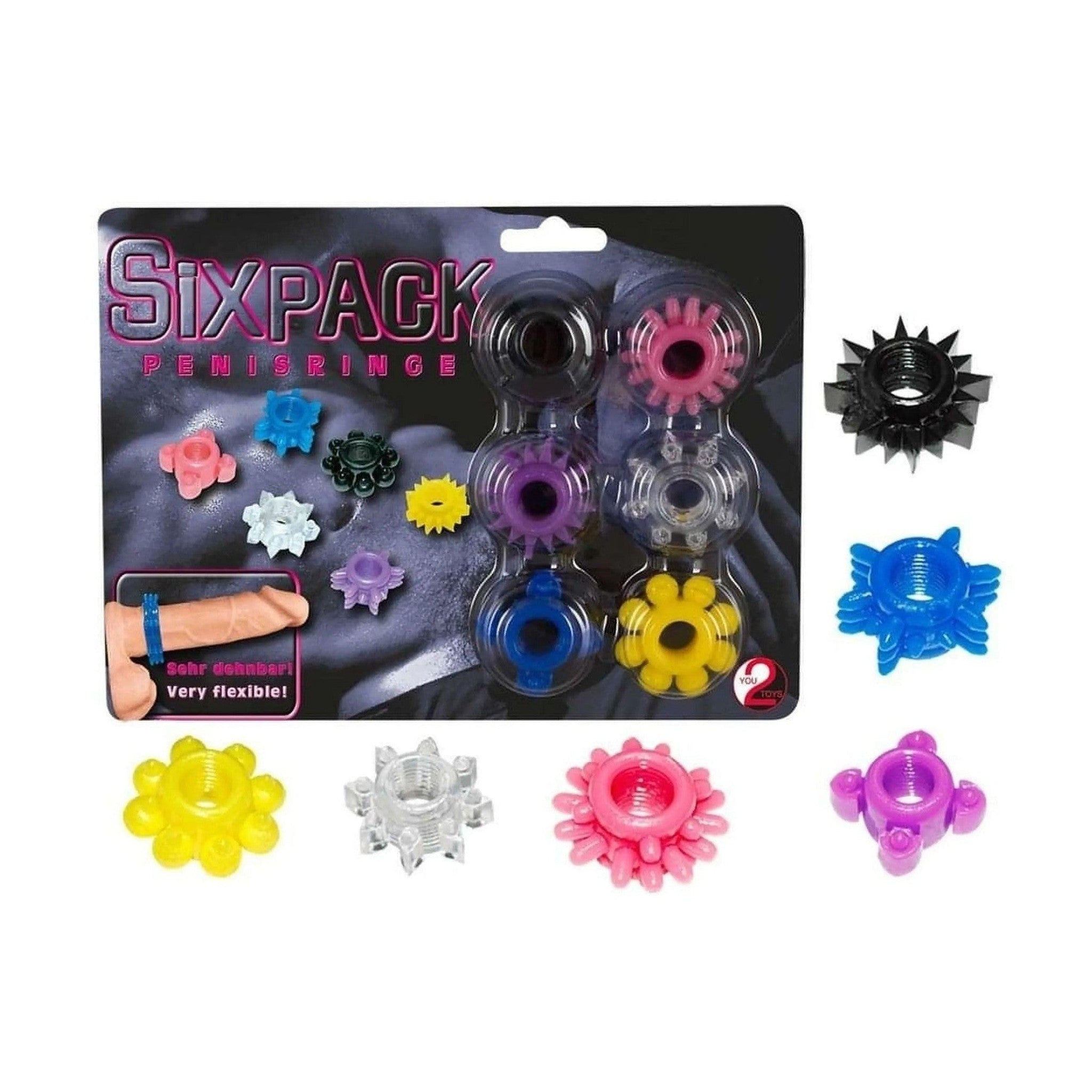 Set 6 anelli fallici colorati elasticizzati