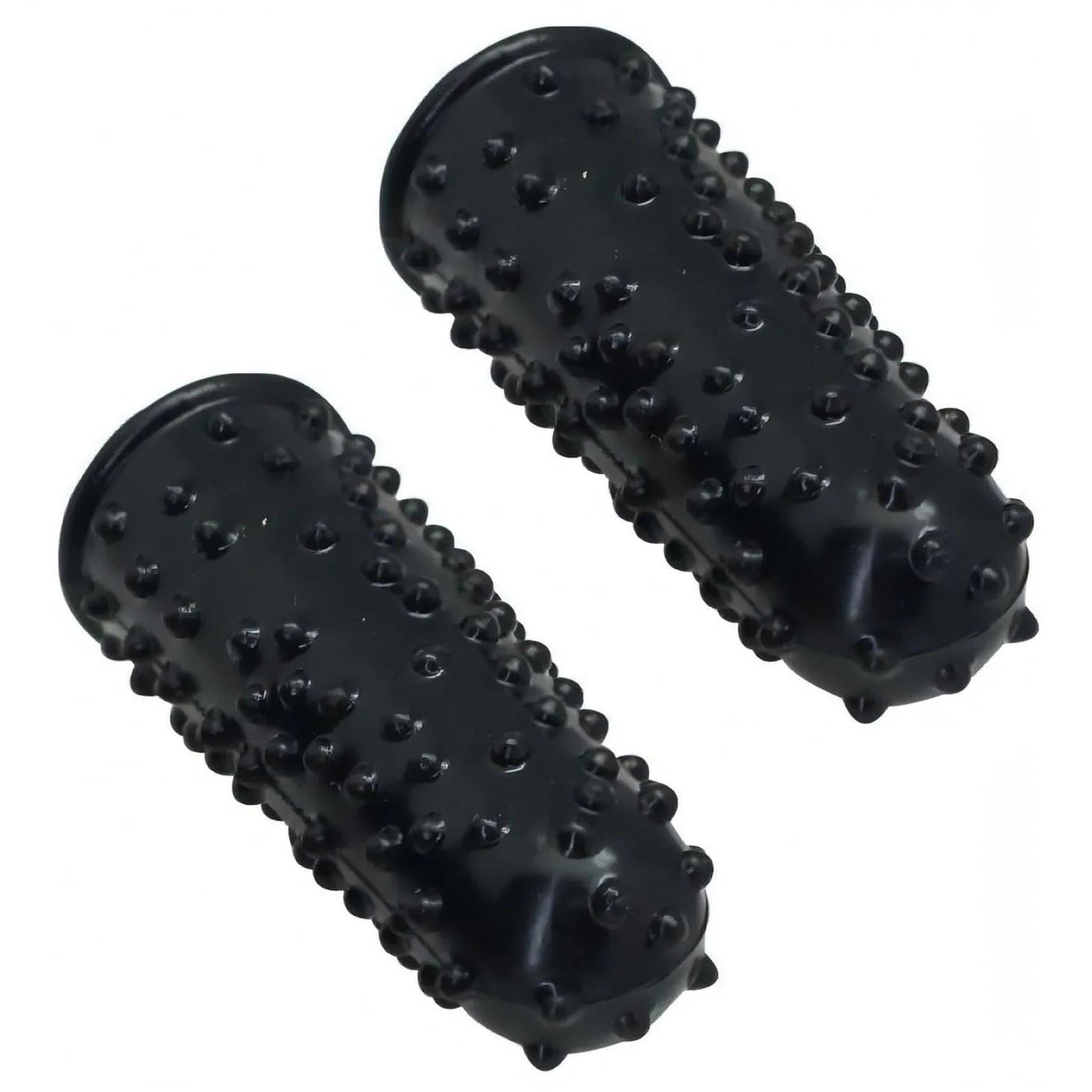 Set di 2 ditali con rilievi stimolanti - Nero