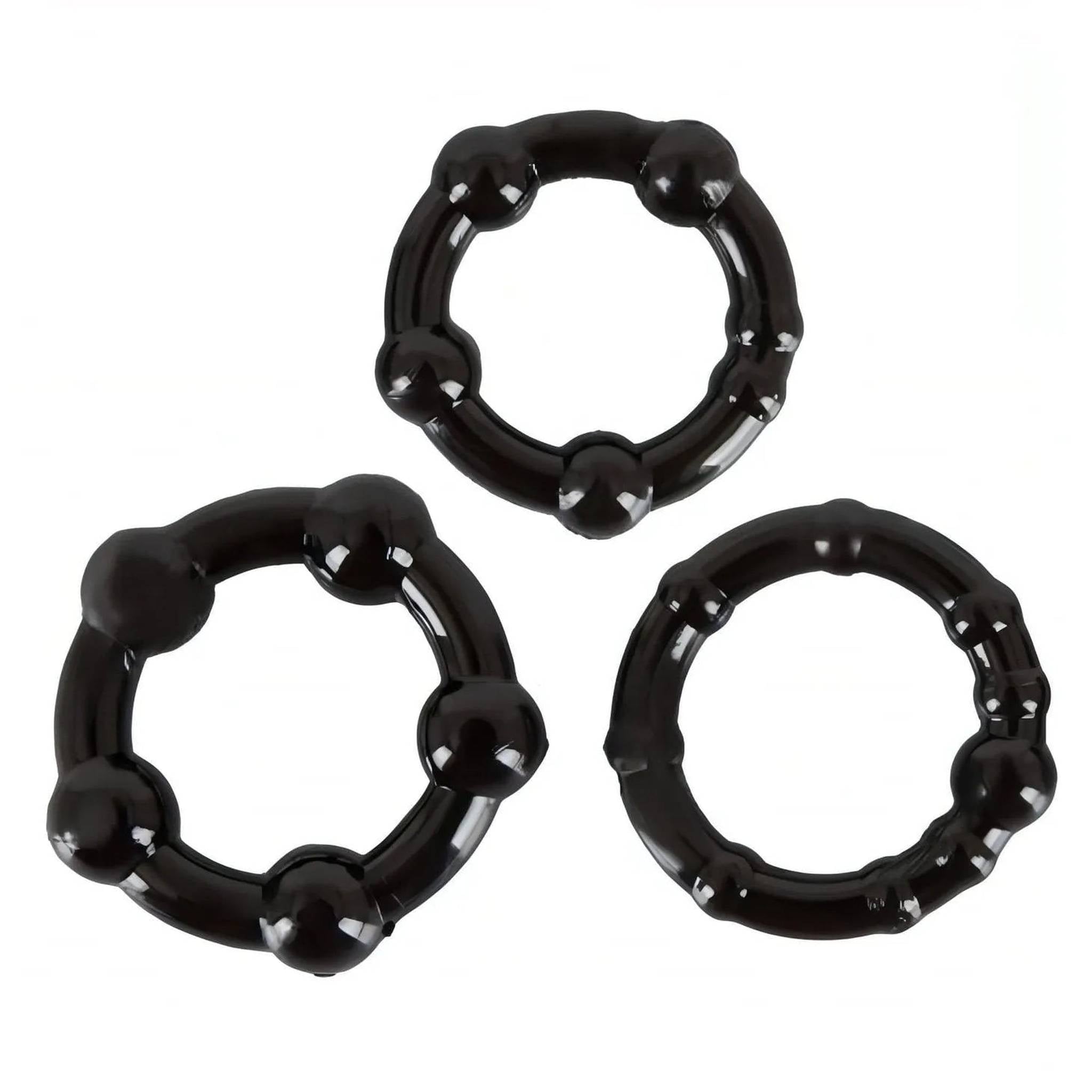 Set di 3 anelli beaded - Nero