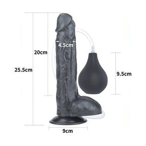 Squirt Extreme Fallo Realistico con Pompa Squirting - Nero, 10″
