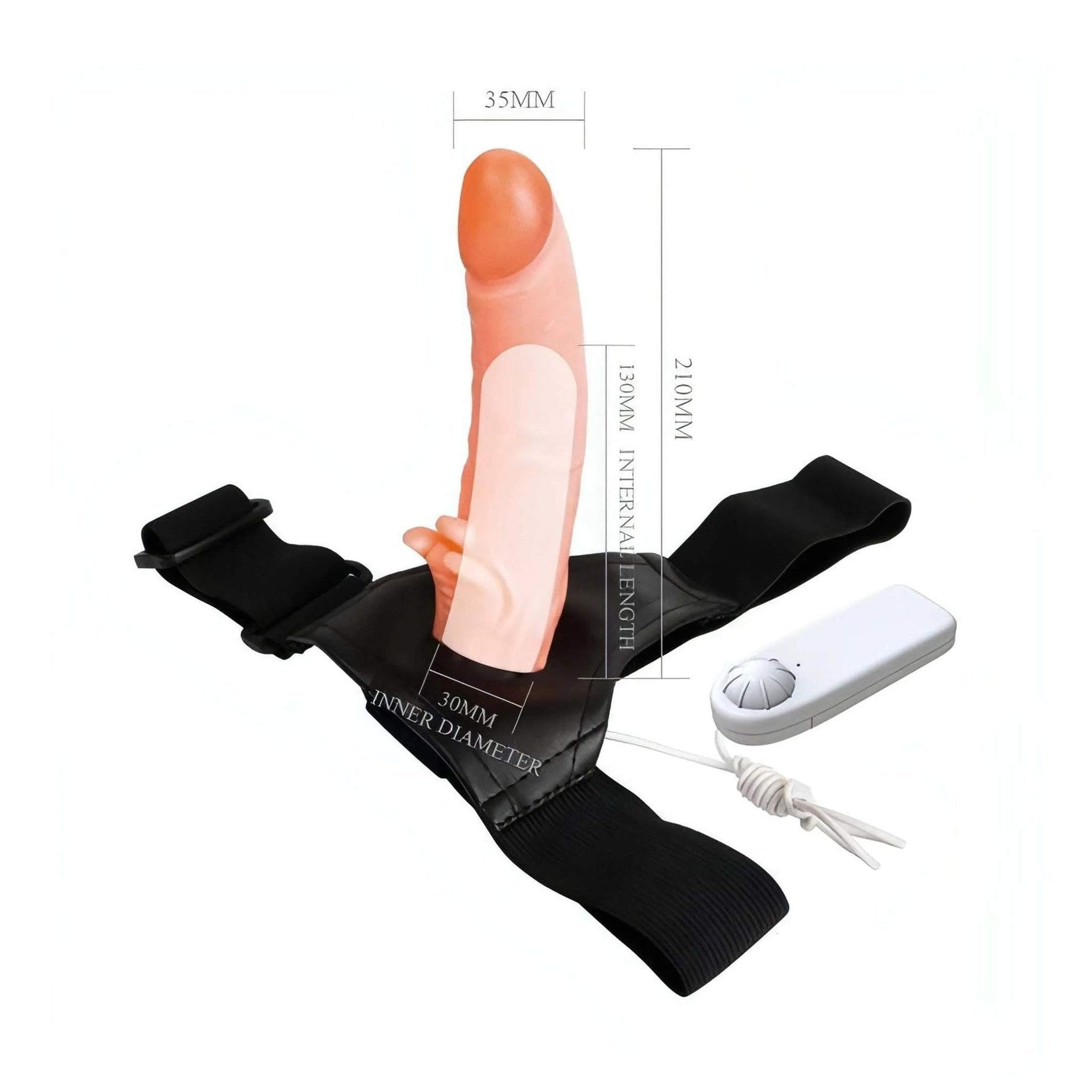 Strap-on Hollow vibrante con sitmolatore clitorideo