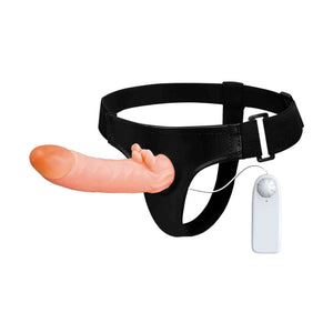 Strap-on Hollow vibrante con sitmolatore clitorideo