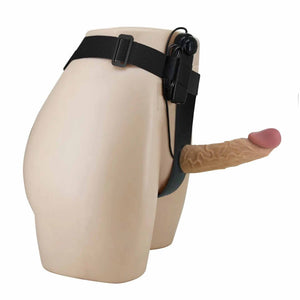 Strapon Hollow Super Realistico 17.5 cm x Ø 4.8 cm con Vibrazione Multispeed