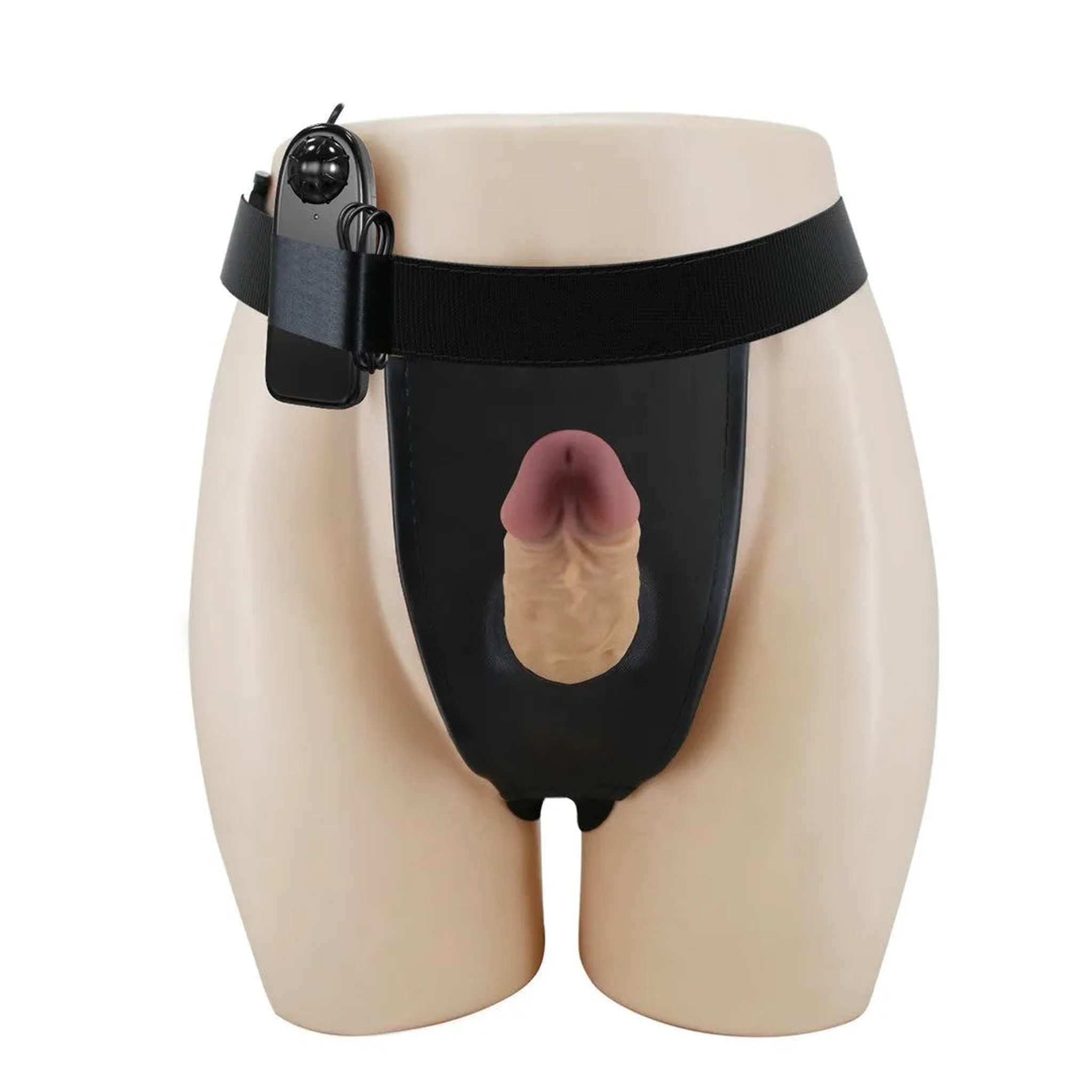 Strapon Hollow Super Realistico 17.5 cm x Ø 4.8 cm con Vibrazione Multispeed