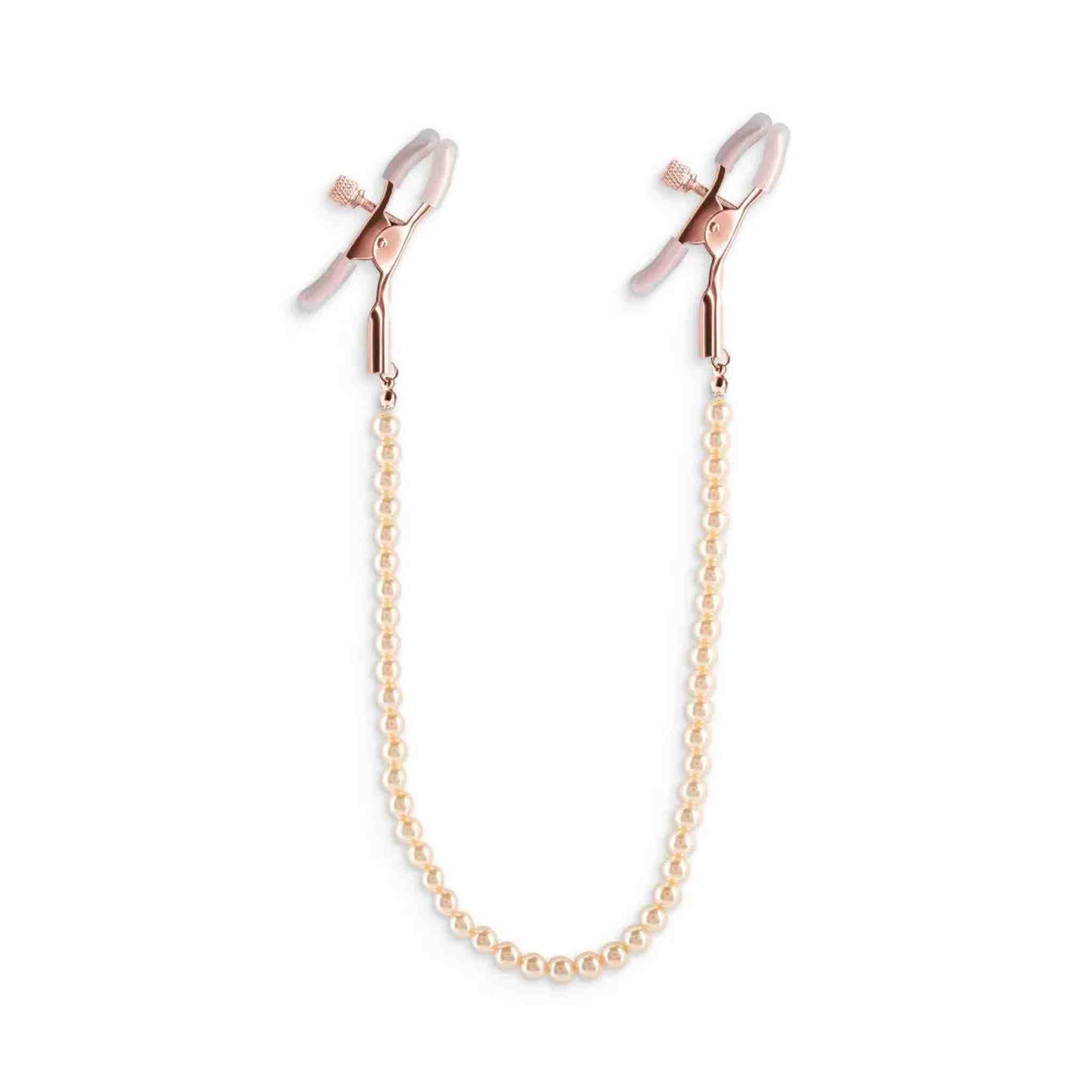 Stringicapezzoli bianchi con catena di perline bronzee