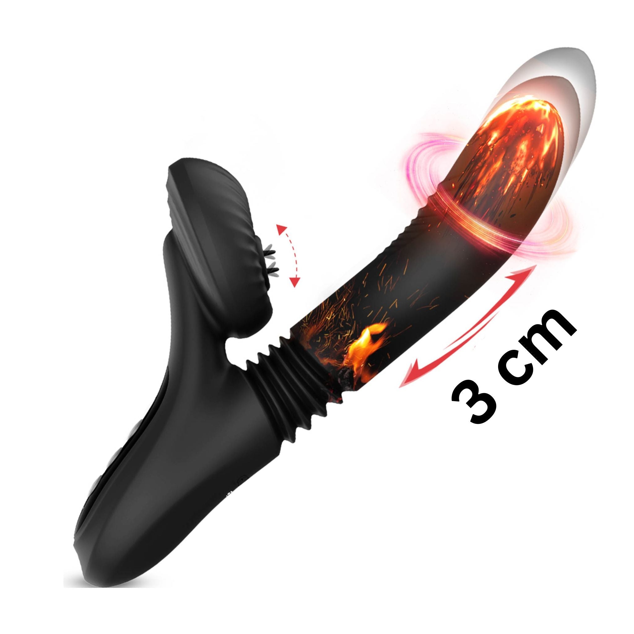 Super Vibratore Vaginale e Clitorideo con Spinta, Riscaldamento e Lingue Clitoridee