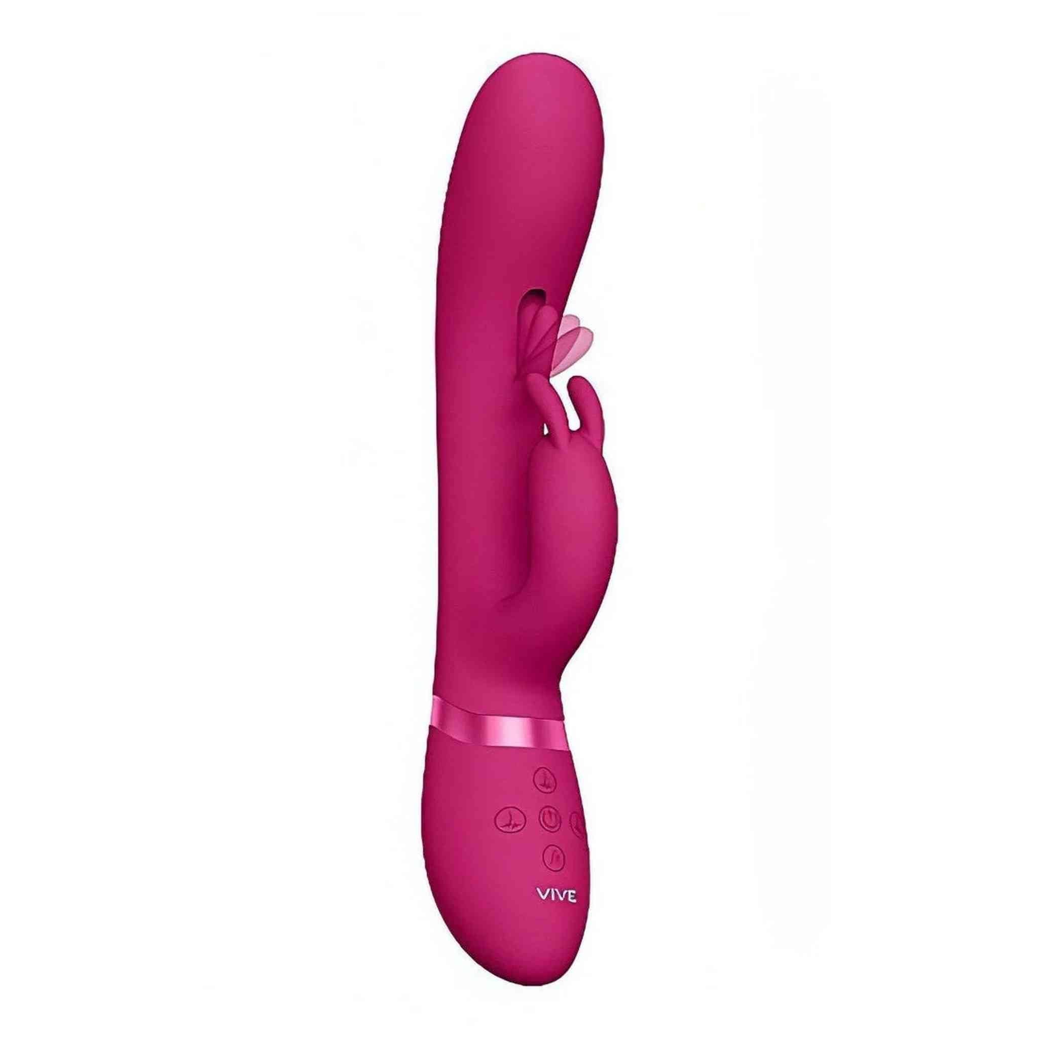 Tama Vibratore Rabbit con 3 motori per stimolazione del punto-G con una particolare lingua ondeggiante - Fucsia