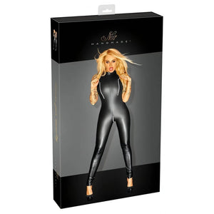 Tuta wetlook con zip seni e inguine