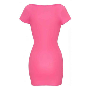 Vestitino Sexy Manica Corta Rosa Acceso