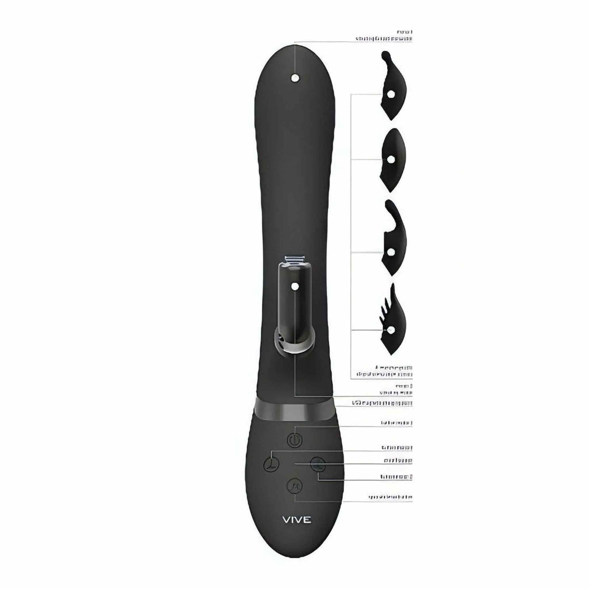 Vibratore Rabbit con movimento di pulsazione interno e stimolatore clitorideo - Nero