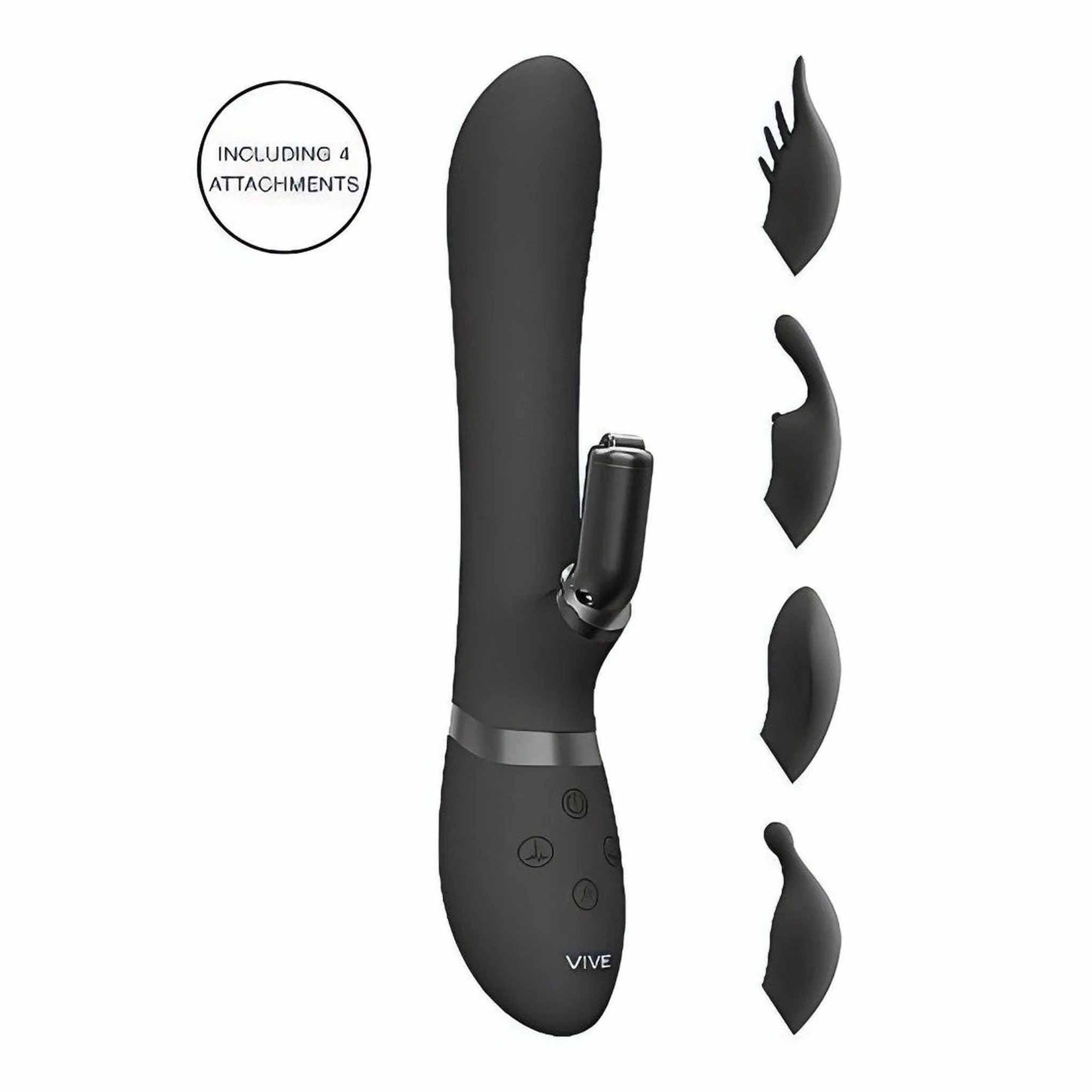 Vibratore Rabbit con movimento di pulsazione interno e stimolatore clitorideo - Nero
