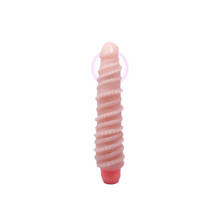 Vibratore con spina modulabile e rilievi stimolanti - Rosa Carne