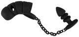 Gabbia per pene Black Velvets con plug anale e catena, foto 3