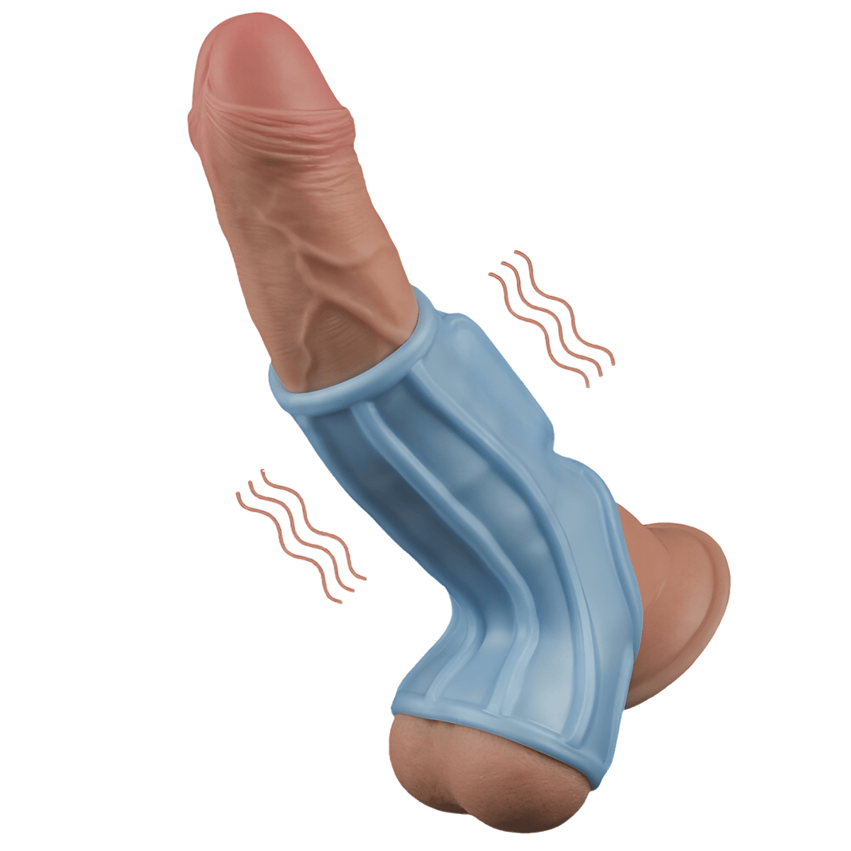 Vibrating Ridge Knights Guaina Fallica Intera Stimolante con Vibrazione - Azzurro