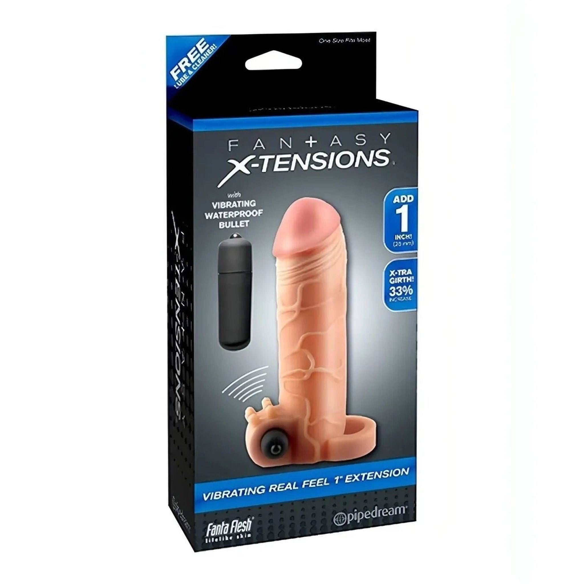 1" Fantasy X-Tensions Guaina Fallica Vibrante con stimolatore clitorideo