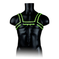 Chest Bulldog Harness  - GitD - Neon Green/Black - L/XL