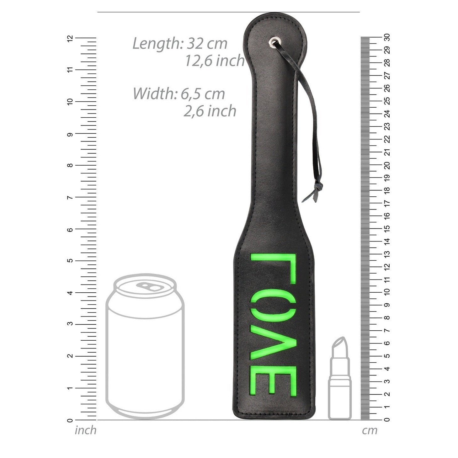 ''Love'' Paddle - Glow in the Dark - Black/Neon Green