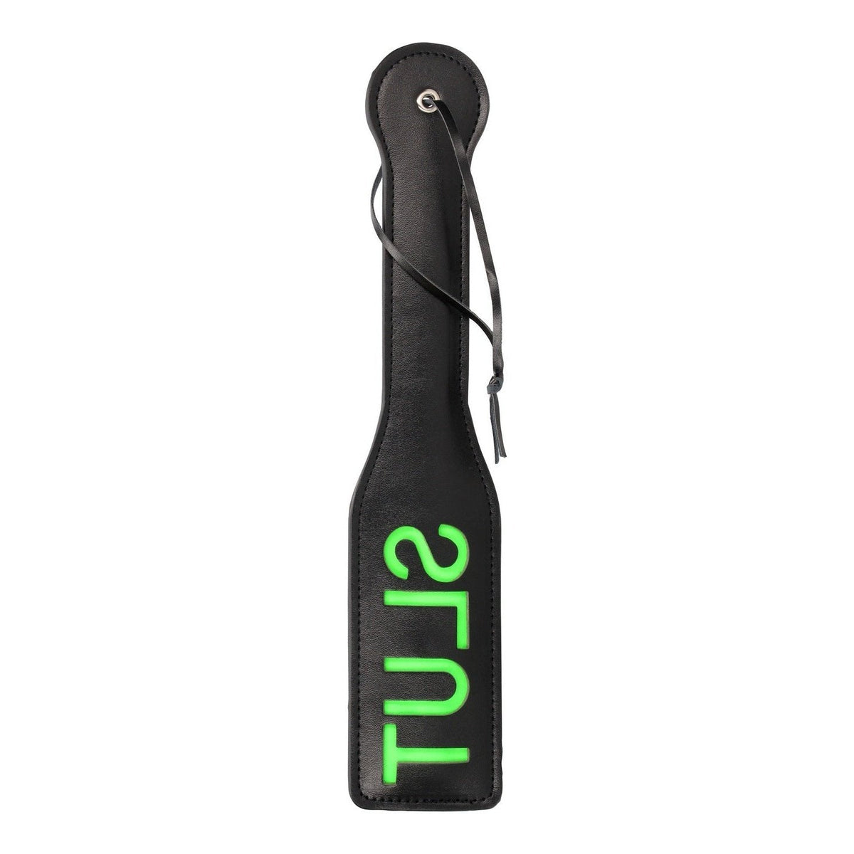 ''Slut'' Paddle - Glow in the Dark - Black/Neon Green