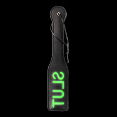 ''Slut'' Paddle - Glow in the Dark - Black/Neon Green