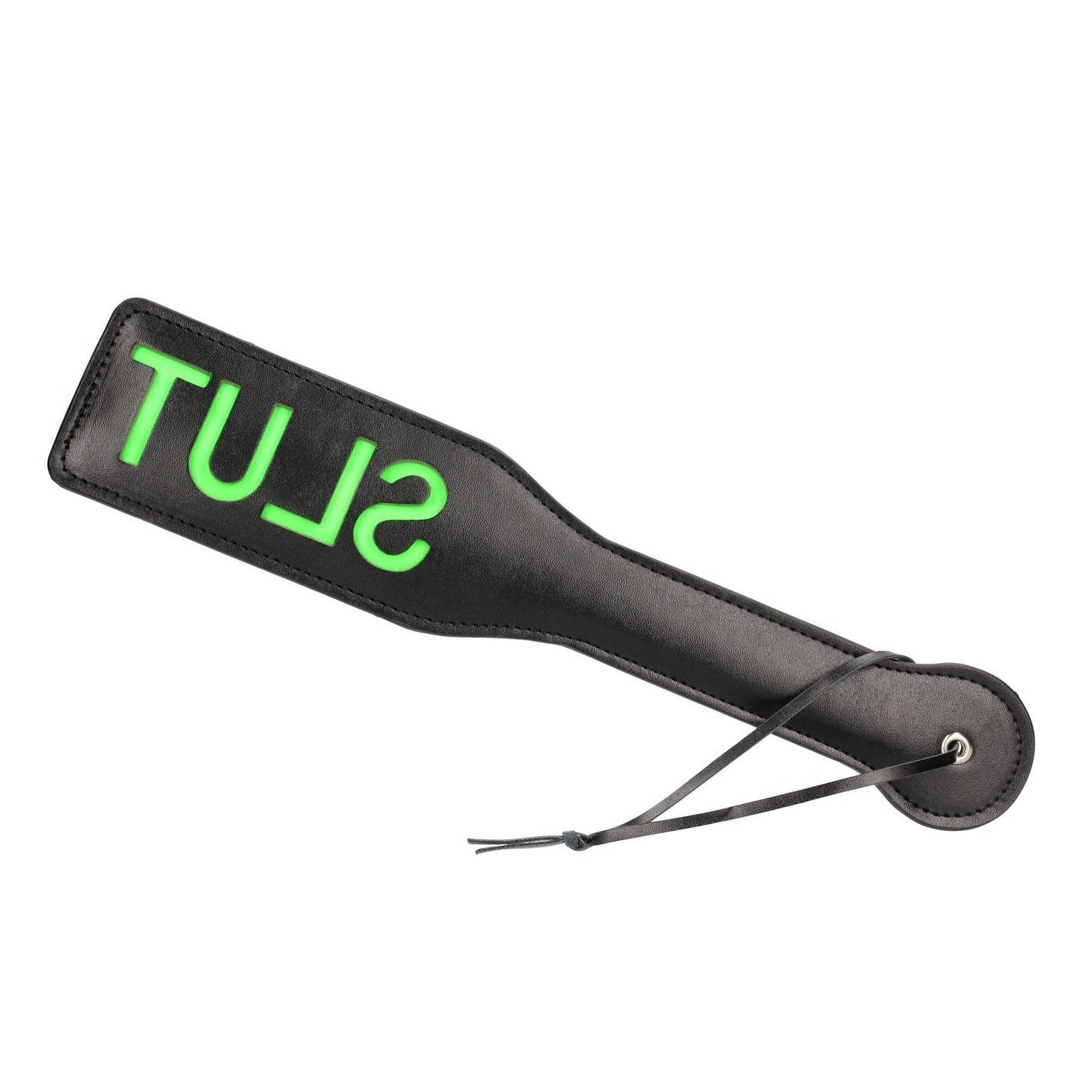 ''Slut'' Paddle - Glow in the Dark - Black/Neon Green