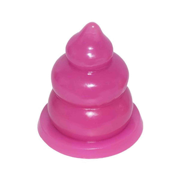Plug anale rosa intenso FAAK a forma di escremento con tre anelli concentrici lucidi