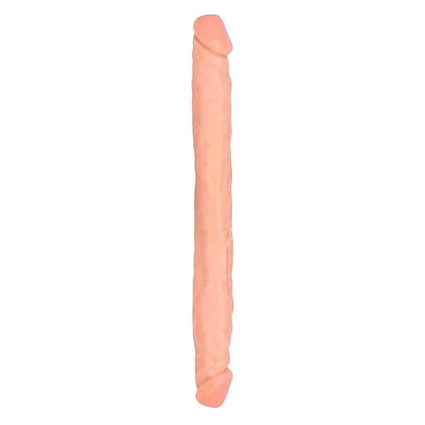 Vista laterale dildo doppio Flesh 13 pollici superficie liscia