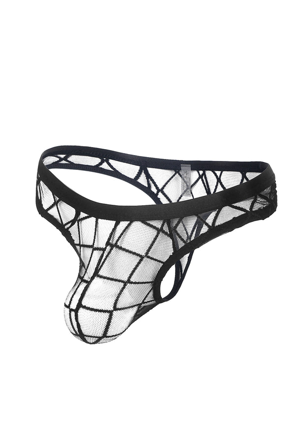 String trasparente Paris Hollywood: rete nera a motivi geometrici, foto 3