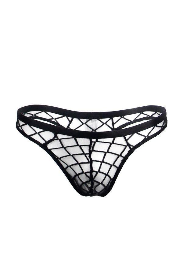 String trasparente Paris Hollywood: rete nera a motivi geometrici, foto 4