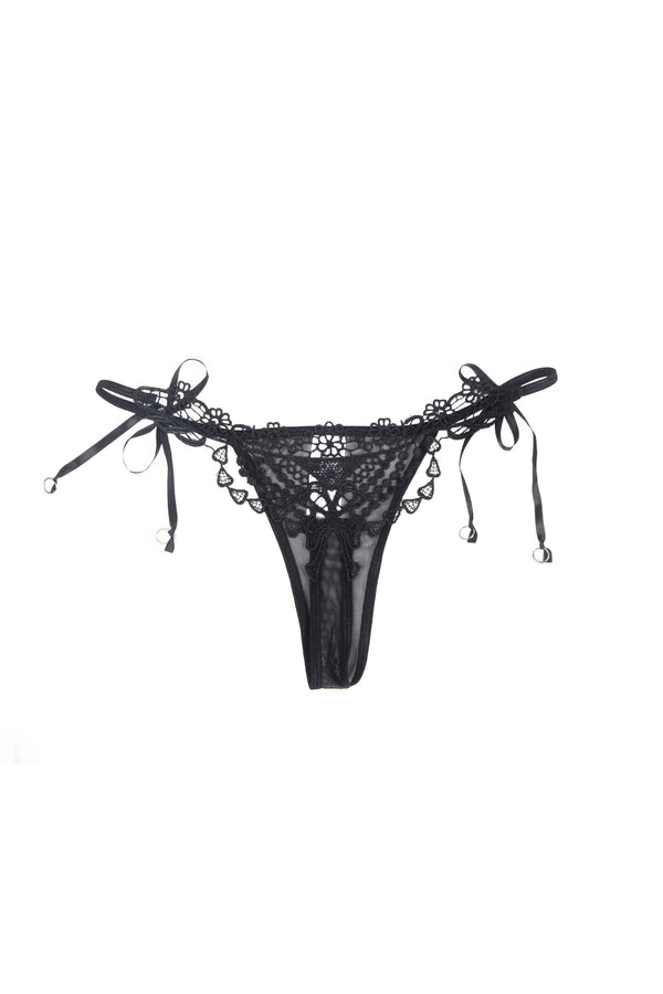 String in guipure Paris Hollywood: pizzo nero con lacci laterali, foto 3