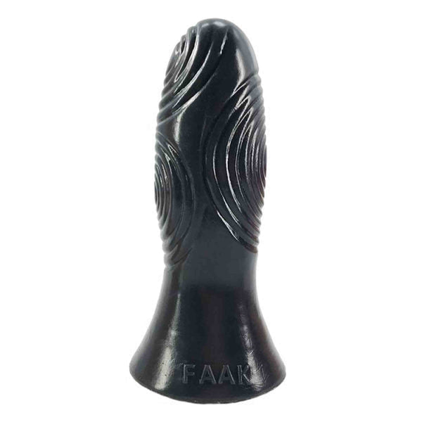 Dildo nero FAAK in silicone lucido con righe ondulate e base ampia