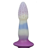 Dildo silicone verticale testa alta texture complessa colori pastello sfumati