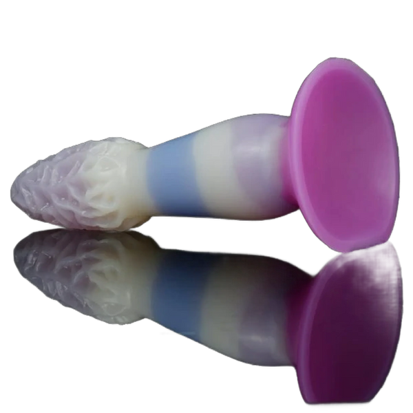 Dildo silicone realistico riflesso base larga viola intenso texture organica