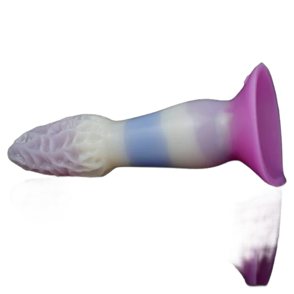 Dildo fantasy Magmara orizzontale bande viola bianco blu texture rilievo