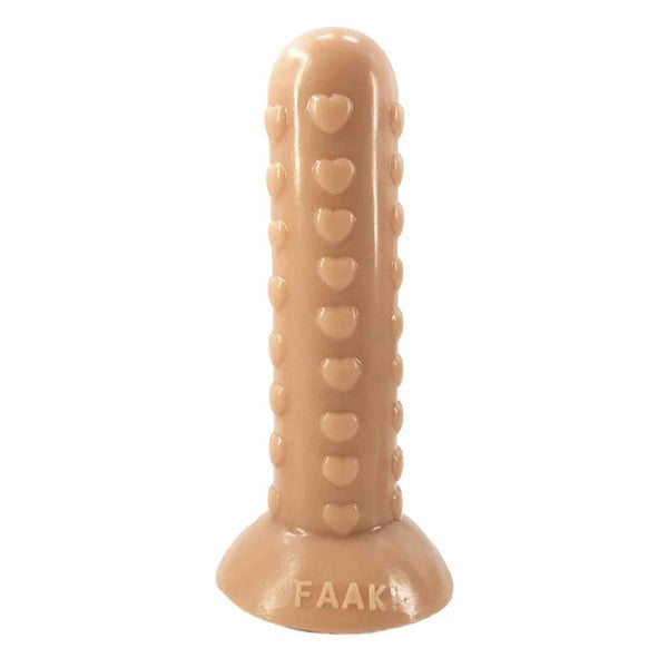 Dildo color carne chiaro FAAK 19,5 cm superficie liscia con decorazioni a cuore
