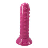 Dildo rosa brillante FAAK 19,5 cm con cuori in rilievo e base piatta