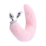 Plug anale acciaio coda volpe rosa curva laterale
