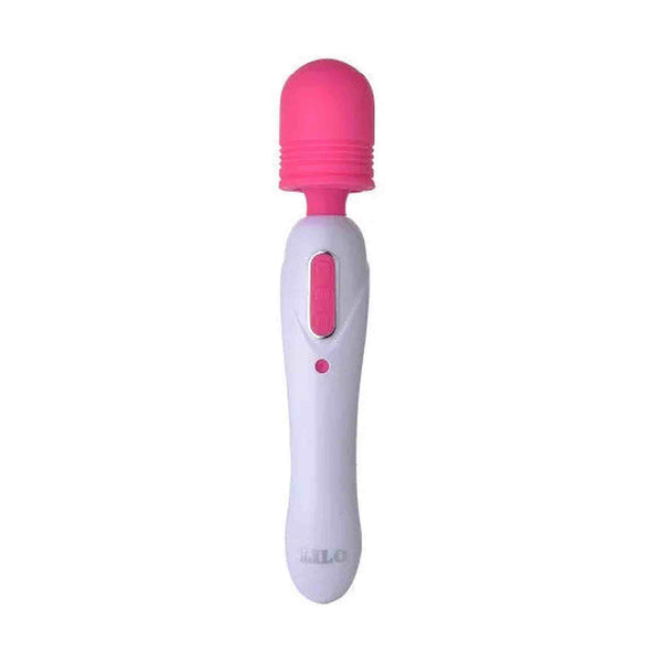 Vibratore wand 2 in 1 bianco e rosa Lillo con testa morbida a anelli