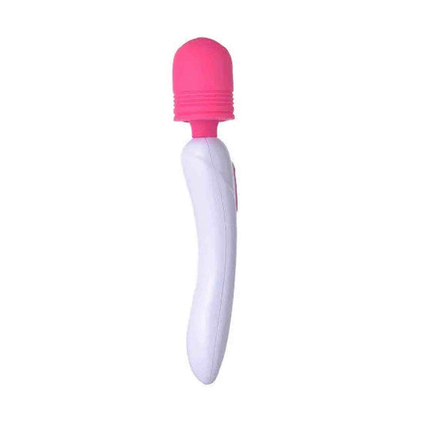 Vibratore wand Lillo profilo laterale manico ergonomico bianco e rosa