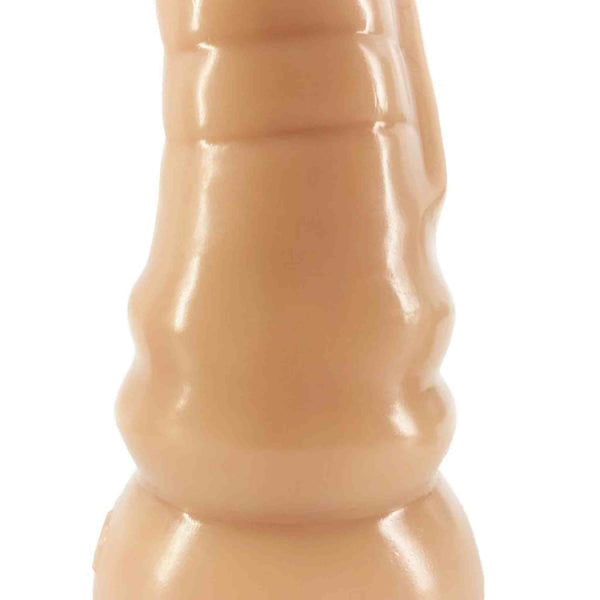 Dildo color pelle chiaro realistico con curvatura naturale e anelli
