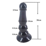 Misura plug anale nero 20 cm in silicone lucido con dettagli larghezza testa e corpo