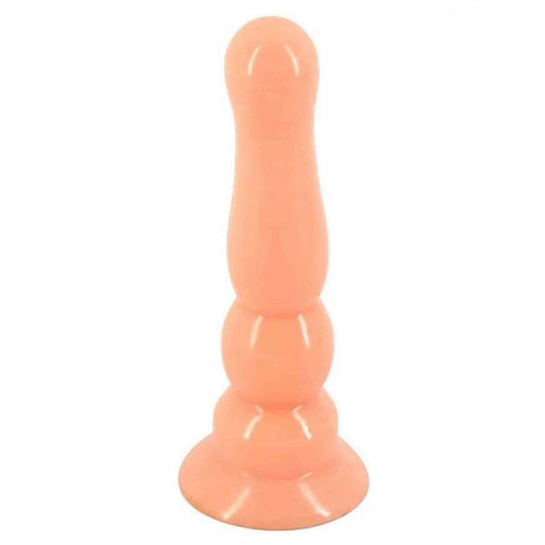 Plug anale arancione chiaro in silicone lucido liscio con base piatta e design ergonomico