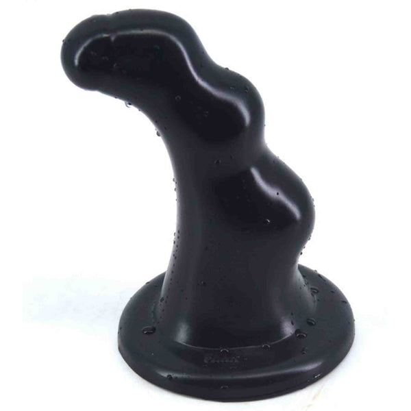 Plug anale nero unico con forma curva, superficie lucida e base incisa FAAK