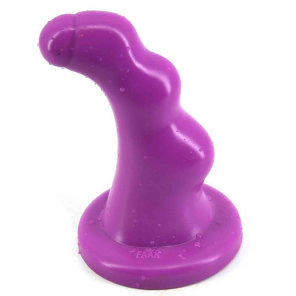 Plug anale viola unico con curva e superficie lucida, base piatta incisa FAAK
